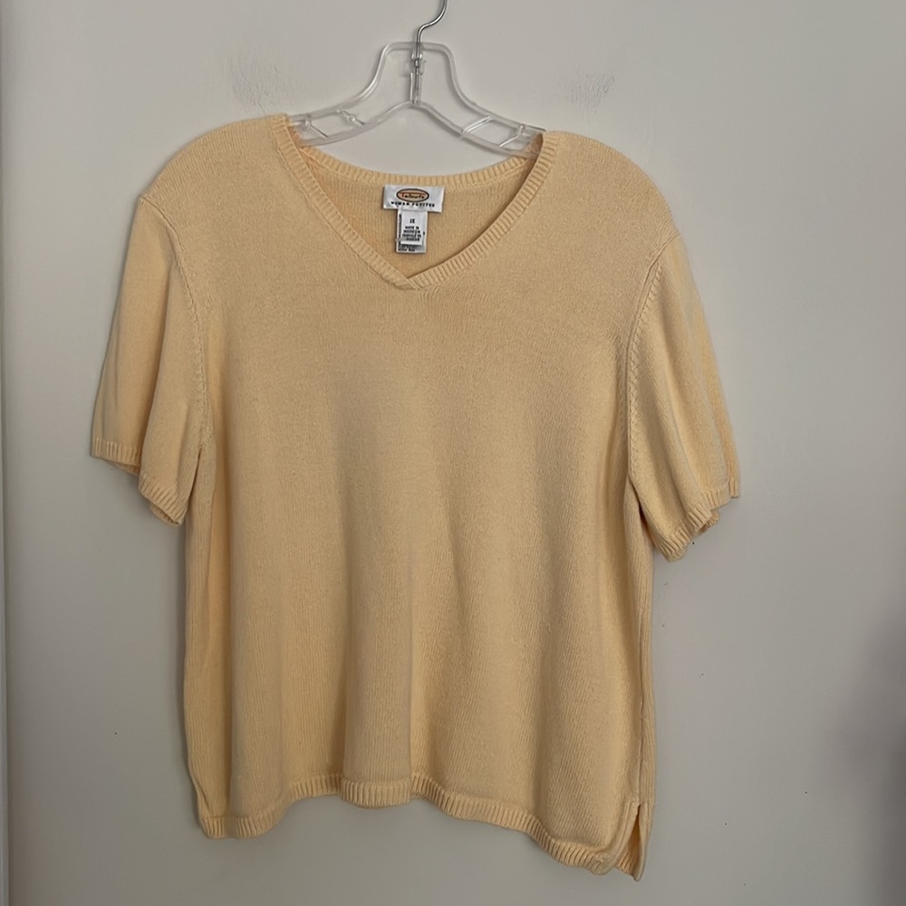 Vintage Talbots Yellow V Neck Shortsleeved Sweater Cotton Blend NWOT - Picture 3 of 7